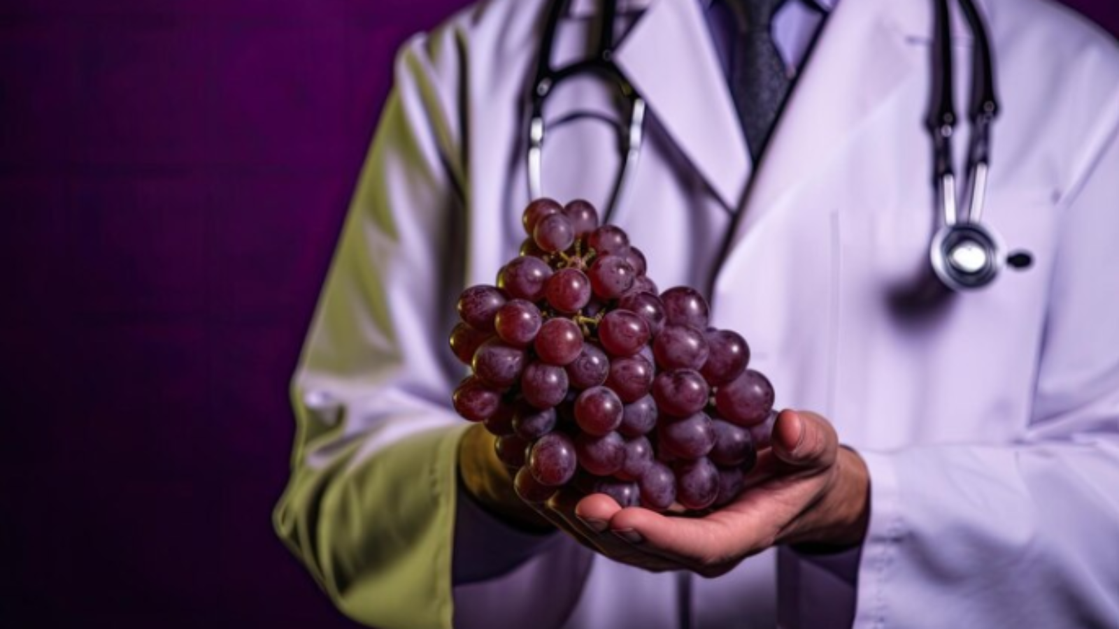 Premium-AI-Image-Knowledgeable-doctor-holds-plump-red-grapes