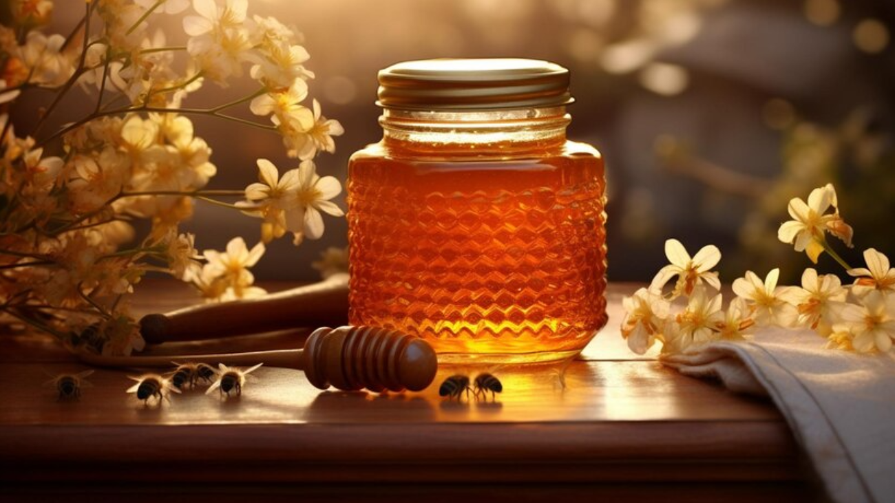 jar-honey-antique-table-with-fields-flower